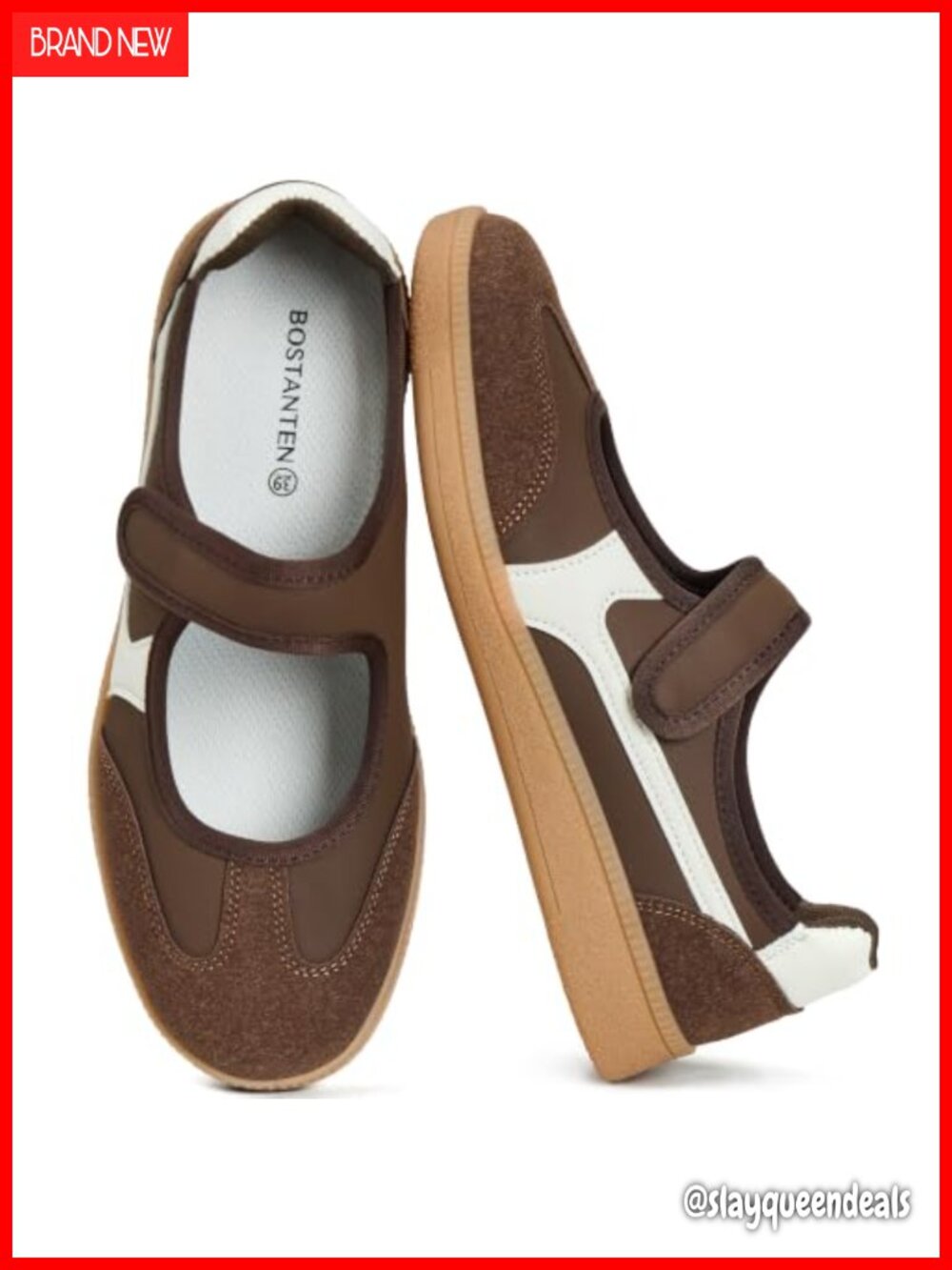 Women Mary Jane Sneakers Retro Ballet Flat Hook and Loop Casual Walking